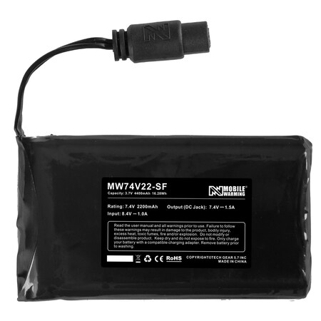 Mobile Warming 7.4V Lithium-Ion Battery for Use with Baselayers MW74V22-SF
